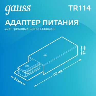 Адаптер питания для подключения светильников к трековой системе к сети белый | TR114 | Gauss