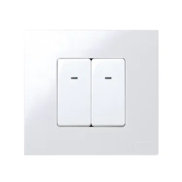 Выключатель проходной с 3-х мест с подсветкой узкий, 10А 250В, S27, белый