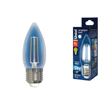 Лампа светодиодная LED-C35-9W/4000K/E27/CL PLS02WH LED. "свеча", прозр. Серия Sky. 4000К . | UL-00005163 | Uniel