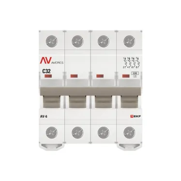 Выключатель автоматический AV-6 4P 32A (C) 6kA AVERES