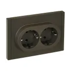FORTE@PIANO Розетка 2-местная с заземлением с защитными шторками безвинтовое крепление 16А FP323 серый IEK