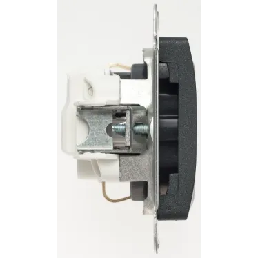 GLOSSA Розетка с заземлением антрацит в рамку