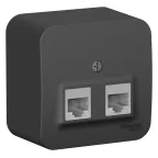 Розетка BLANCA наружная двойная компьютерная RJ45, кат.5e, с изолирующей пластиной, антрацит