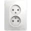 GLOSSA Розетка двойная без заземления в сборе белая