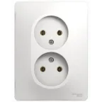 GLOSSA Розетка двойная без заземления в сборе белая