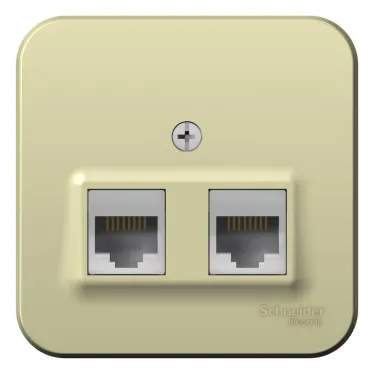 Розетка открытой установки BLANCA двойная компьютерная RJ45, кат.5E, с изолирующей пластиной, белый, бежевый
