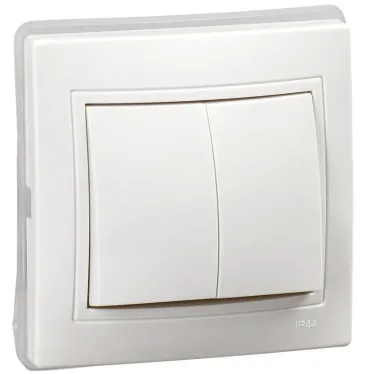KVARTA Выключатель 2-клавишный ВС10-2-0-КБ-44 10А IP44 белый