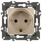 Розетка 2P+E Schuko со шторками, 16А-250В, Эра Elegance, шампань, 14-2102-04