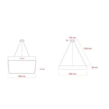 Светильник LED Geometria Quadro SPO-163-W-40K-050 50Вт 4000К 3700Лм IP40 600х80 белый подвесной драйвер внутри