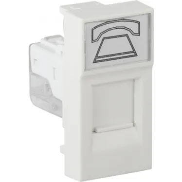 Розетка модульная телефонная RJ-11 45х22.5мм белая