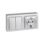 Рамка на 2 поста горизонтальная 75х146 мм, S73L, алюминий