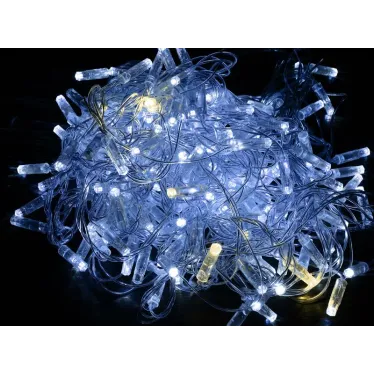 LIGHTING Гирлянда нить 10м 100 светодиодов белый свет IP44 прозрачный шнур 3м 230В мерцание транзит IEK