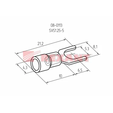 Наконечник вилочный изолир 5.3 мм 0.5-1.5 кв мм (НВи 1.5-5 НВи 1,25-5) красный, REXANT