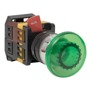 Кнопка AELA-22 Грибок зеленая с подсветкой NO+NC 2