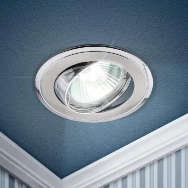 Светильник встраиваемый литой поворотный двойной контур MR16KL22 А SN/CH ,12V/220V, 50W сатин никель/хром (100/2