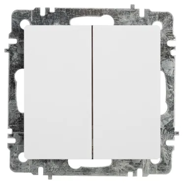 Переключатель Intro Accent 6-107-01 двойной, 10А-250В, IP20, СУ, AL/CU, белый