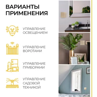 Кнопка-выключатель беспроводной 230V 500W двухклавишный, золото