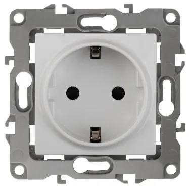 Розетка 2P+E Schuko, 16A-250В, винт, Эра12, белый, 12-2111-01
