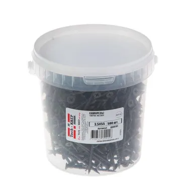 Саморез гипсокартон/металл 3,5х55 черный (500шт) - ведро