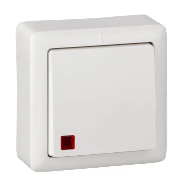 ХИТ Выключатель одноклавишный наружный с индикатором белый