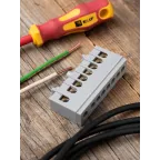 Шина фаза L (6х9мм) 8 отверстий латунь серый изолированный корпус на DIN-рейку PROxima