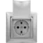 VALENA Розетка с заземлением без шторок с крышкой алюминий