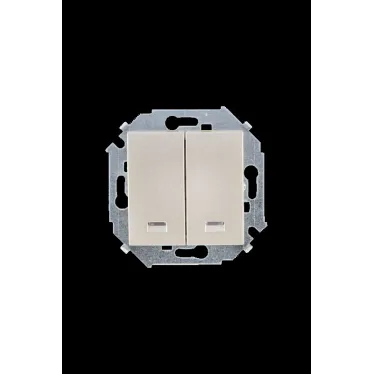 15 Выключатель двухклавишный 16А 250В с подсветкой шампань