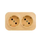 Quteo розетка двойная с заземлением с защитными шторками -16 A- 250 В IP 20 - Дерево