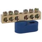 Шина N ноль на одном угловом изоляторе ШНИ-6х9-6-У1-Синий