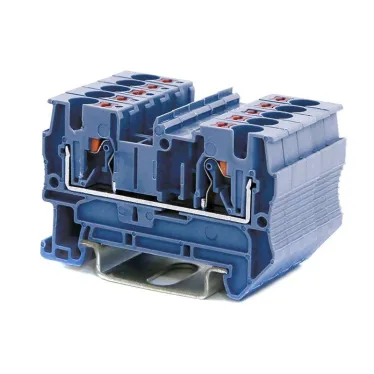 Клемма проходная, зажим push-in, 2 точки подключения, 4 кв.мм, синяя