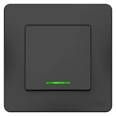 Переключатель одноклавишный BLANCA скрытой установки (cх.6) с подстветкой, 10A, 250В, антрацит