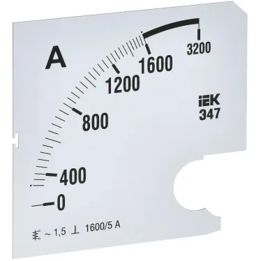 Шкала сменная для амперметра Э47 1600/5А класс точности 1,5 96х96мм