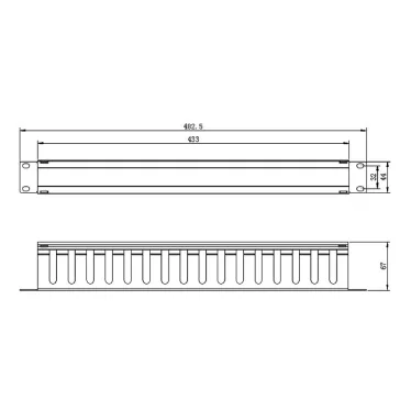 Организатор кабельный металлический с крышкой. 19''. 1U