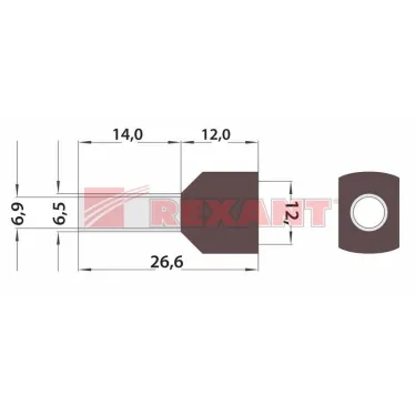 Наконечник штыревой втулочный изолир F-14 мм 2х10 кв мм (НШВи(2) 10-14хНГи2 10-14), REXANT