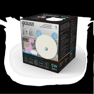 Светильник ночник настольный 5 Вт 200 лм 2700-6000К DC 5В Голубой IP20 100х100х109мм с Li-ion акк 1200мА диммируемый Qplus Gauss