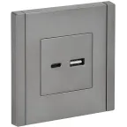 FORTE@PIANO Розетка USB A+C 3,1А FP550 сталь IEK