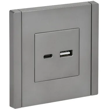 FORTE@PIANO Розетка USB A+C 3,1А FP550 сталь IEK