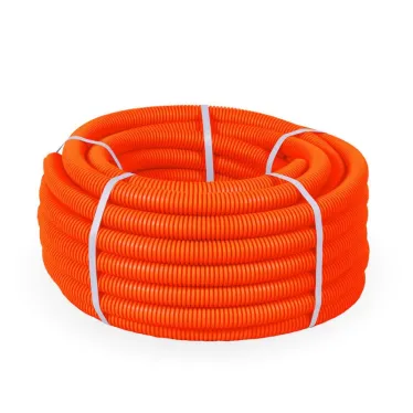 Труба гофрированная ПНД легкая безгалогенная (HF) оранжевая с/з д25 (50м/2600м уп/пал)