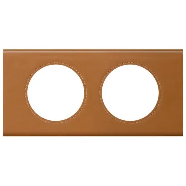 Рамка, двухпостовая, кожа карамель