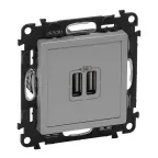 Valena LIFE Зарядное устройство с двумя USB-разьемами 240В/5В 1500мА С лицевой панелью Алюминий