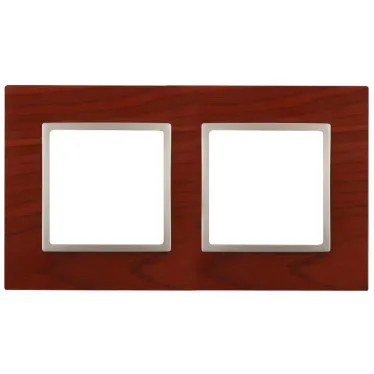 Рамка на 2 поста, дерево, Эра Elegance, вишня+шамп, 14-5302-08