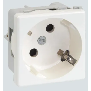 Connect Розетка с заземлением 16А 250В 45х45мм винтовые клеммы SC белый