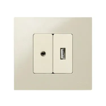 Разъем для наушников 3.5 мм mini-jack, узкий, винты, S27 слоновая кость