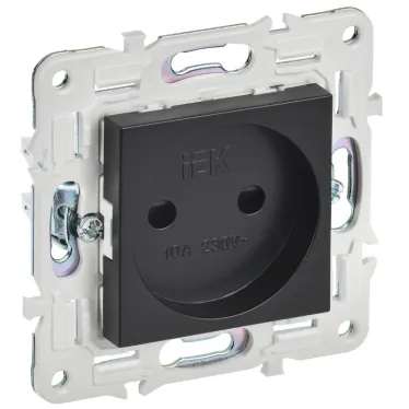 SKANDY Розетка без заземления с защитными шторками 10А SK-R01Bl черный IEK