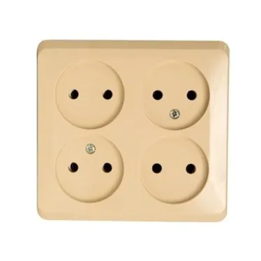 ЭТЮД Розетка четырехместная наружная без заземления без шторок 16А 250B кремовая