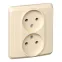 ЭТЮД Розетка двойная скрытая без заземления без шторок бежевая