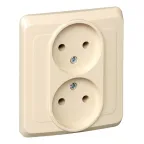 ЭТЮД Розетка двойная скрытая без заземления без шторок бежевая
