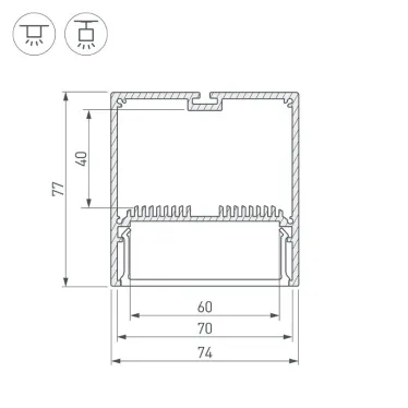 Профиль с экраном SL-LINE-7477-2500 ANOD+OPAL (ARL, Алюминий)