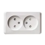 ЭТЮД Розетка двойная наружная без заземления со шторками белая