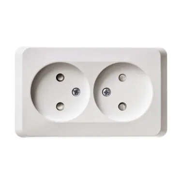 ЭТЮД Розетка двойная наружная без заземления со шторками белая